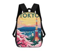 sinyumoney Tokyo Tower And Mount Fuji Art Mochilas Impresas En 3D Para Niños, Mochila Escolar, Mochila Informal Para Exteriores, Mochila Informal De Moda Para Niños, Lindas Bolsas De Viaje 17inch