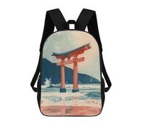 sinyumoney Torii Gate Sea Japan Mochilas Impresas En 3D 17inch Mochila Escolar Infantil Para Exteriores, Mochila Informal De Día, Bolsas De Viaje Informales Para Estudiantes De Secundaria