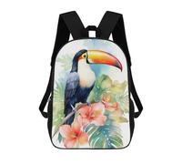 sinyumoney Toucan Bird Watercolor Mochila Escolar Mochilas Escolares Para Niñas Y Niños Mochila Con Bolsillo Mochila Escolar De Moda Para Niños 17inch