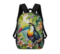 sinyumoney Toucan in Botanical Back Mochilas Para Niños Mochila Escolar Mochila Escolar Impresa En 3D Para Niños Estudiantes De Primaria Y Secundaria 17inch
