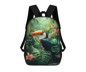 sinyumoney Toucan in Lush Tropical Foliage Mochila Escolar Infantil Impresa En 3D, Mochila Informal De Moda Para Niños, Mochila De Viaje De Alta Capacidad Para Libros Para Niños 17inch