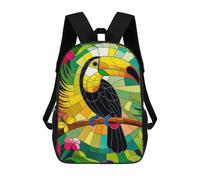 sinyumoney Toucan in Stained Glass Tropical Paradise Mochila Escolar Para Niñas 17inch Mochila Informal Ligera Para Niños Y Niñas, Ideal Para Estudiantes De Secundaria