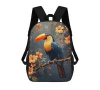sinyumoney Toucan in Tropical Bloom Mochila, Mochila Infantil, Mochila Escolar Para Estudiantes, Mochila Para Libros, Mochila Escolar Impresa En 3D Para Niños Y Niñas 17inch