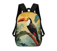 sinyumoney Toucan in Tropical Jungle Mochila, Mochila Escolar Impresa En 3D, Bolsa Para El Almuerzo Escolar, Mochila De Viaje, Mochila Para Amigos, Mochila Escolar Para Niñas Y Niños 17inch
