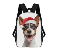 sinyumoney Toy Fox Terrier Dog with Santa Hat Mochila Escolar Infantil Impresa En 3D Para Niños, Mochilas De Viaje De Alta Capacidad, Bolsas Para Libros, Mochila Escolar Infantil 17inch