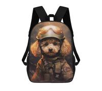 sinyumoney Toy Poodle Soldier Mochila Escolar Impresa En 3D 17inch Mochilas De Moda Para Niños, Mochilas Escolares Para Niños De Primaria Y Secundaria