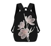 sinyumoney Translucent Pink Flowers on Black Background Mochilas Para Niños Mochila Escolar Mochila Escolar Impresa En 3D Para Niños Estudiantes De Primaria Y Secundaria 17inch