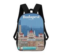 sinyumoney Travel to Budapest Mochila Escolar Impresa En 3D Mochilas Informales Para Niños Mochila Escolar Impresa En 3D Para Niños De Primaria Y Secundaria 17inch