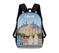 sinyumoney Travel to Ghent Mochilas Para Niños Y Estudiantes, Mochilas Escolares Impresas En 3D, Mochilas Para Estudiantes De Primaria Y Secundaria Para Niños Y Niñas 17inch