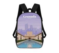 sinyumoney Travel to Granada Mochila, Mochila Escolar Impresa En 3D, Bolsa Para El Almuerzo Escolar, Mochila De Viaje, Mochila Para Amigos, Mochila Escolar Para Niñas Y Niños 17inch