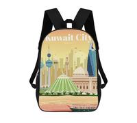 sinyumoney Travel to Kuwait City Mochilas Para Niños Mochila Escolar Mochila Escolar Impresa En 3D Para Niños Estudiantes De Primaria Y Secundaria 17inch