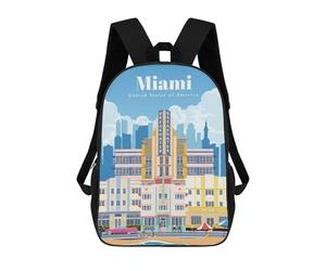 sinyumoney Travel to Miami Mochila Escolar Mochilas Escolares Para Niñas Y Niños Mochila Con Bolsillo Mochila Escolar De Moda Para Niños 17inch