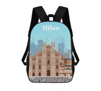 sinyumoney Travel to Milan Mochilas Para Niños Y Estudiantes, Mochilas Escolares Impresas En 3D, Mochilas Para Estudiantes De Primaria Y Secundaria, Mochilas Para Niños Y Niñas 17inch