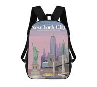 sinyumoney Travel to NYC by Dusk Mochila Escolar Para Niños Mochila Escolar Impresa En 3D Mochila Escolar De Moda Para Niños De Primaria Y Secundaria 17inch