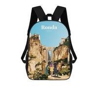 sinyumoney Travel to Ronda Mochila Escolar Infantil Impresa En 3D Para Niños, Mochilas De Viaje, Bolsas Para Libros Para Niños Estudiantes De Primaria 17inch