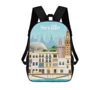 sinyumoney Travel to Seville Mochila Escolar Infantil De Moda Informal Mochilas Infantiles Impresas En 3D Mochila Grande Para Niño 17inch
