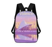 sinyumoney Travel to Valencia Mochila Escolar Infantil Impresa En 3D, Mochila Informal De Moda Para Niños, Mochila De Viaje De Alta Capacidad Para Libros Para Niños 17inch