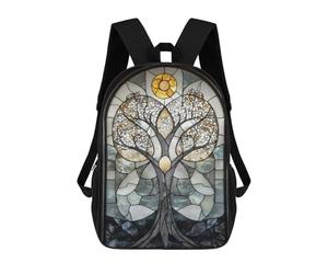 sinyumoney Tree Stained Glass Artwork Mochilas Informales Para Niños, Mochila Escolar Para Adolescentes, Niñas Y Niños, Mochilas Para Libros 17inch