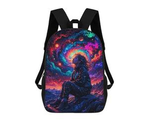 sinyumoney Tripping Neon Space Girl Mochila Escolar, Mochila Para Portátil, Mochila Para Adolescentes, Niñas, Niños, Mujeres Y Hombres 17inch