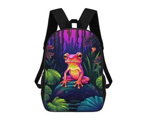 sinyumoney Tropic Pink Frog Pixel Art Mochilas Escolares Impresas En 3D, Mochila Escolar Informal Para Niños, Mochila Escolar De Moda Para Estudiantes De Secundaria 17inch
