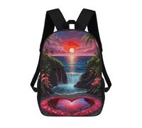 sinyumoney Tropical Beach Heart Sunset Mochilas De Moda Impresas En 3D 17inch Mochila Escolar Informal Para Niños De Primaria Y Secundaria