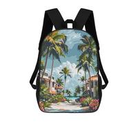 sinyumoney Tropical Beach Paradise Mochila Infantil, Mochila Escolar Impresa En 3D, Mochila Para Niños Y Niñas, Mochila Escolar Ajustable Para La Escuela Primaria 17inch