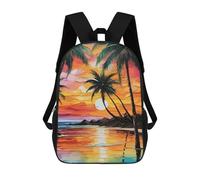 sinyumoney Tropical Beach Sunset Painting Mochila Infantil Para Niñas Y Niños, Mochila De Día, Escuela Primaria, Perfecta Para La Vuelta Al Cole O Educación Física, Regalos Y Viajes 17inch