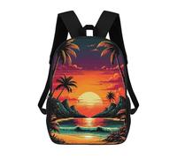 sinyumoney Tropical Beach Sunset with Palm Trees Mochila Infantil Con Impresión 3D, Mochila Escolar Para Niños, Mochila Informal Divertida Para Niños Y Adolescentes 17inch