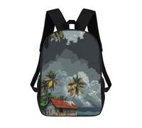 sinyumoney Tropical Island Hut with Stormy Sky Mochilas Infantiles Escolares Impresas En 3D, Mochilas Para Niños, Mochilas De Viaje Para Niños Y Niñas, Mochilas Escolares Para Niños 17inch