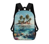 sinyumoney Tropical Island Paradise-3 Mochila Escolar De 17 Pulgadas Para Adolescentes, Con Estampado 3D, Ajustable Y Con Bolsillos, Ideal Para Niños, Niñas Y Estudiantes.