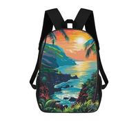sinyumoney Tropical Island Sunset Mochila, Mochila Infantil, Mochila Escolar Para Estudiantes, Mochila Para Libros, Mochila Escolar Impresa En 3D Para Niños Y Niñas 17inch