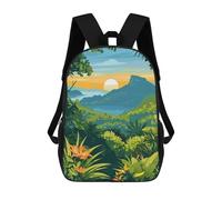 sinyumoney Tropical Landscape with Mountain And Sunset Mochila Escolar Mochilas Escolares Para Niñas Y Niños Mochila Con Bolsillo Mochila Escolar De Moda Para Niños 17inch