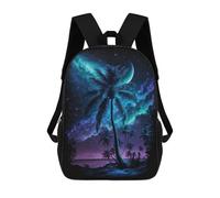sinyumoney Tropical Night Sky Scene Mochilas De 17 Pulgadas Para Niños, Mochilas Escolares Impresas En 3D Para Estudiantes De Primaria Y Secundaria, Para Niños Y Niñas.