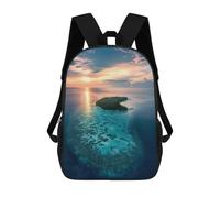 sinyumoney Tropical Paradise at Dusk Mochila Infantil, Mochila Escolar Para Niños, Mochila Escolar Infantil Con Estampado 3D De Dibujos Animados, Mochila De Gran Capacidad Para Niños Y Niñas 17inch