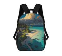 sinyumoney Tropical Paradise Beach Mochila Escolar Para Niños Mochila Escolar Impresa En 3D Mochila Escolar De Moda Para Niños De Primaria Y Secundaria 17inch