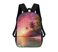 sinyumoney Tropical Sunset Beach Mochila, Mochila Infantil, Mochila Escolar Para Estudiantes, Mochila Para Libros, Mochila Escolar Impresa En 3D Para Niños Y Niñas 17inch