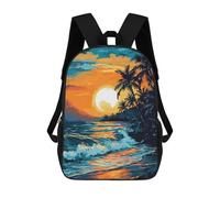 sinyumoney Tropical Sunset Beach Scene-1 Mochilas Escolares Mochila Escolar Ligera Mochila De Día Mochila Escolar Para La Universidad Para Niños/Niñas/Adolescentes 17inch