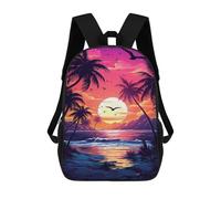 sinyumoney Tropical Sunset Beach Scene-1 Mochilas Infantiles Mochila Escolar Impresa En 3D Para Niños Mochilas De Viaje Bolsas Para Libros Para Niños 17inch Mochila Escolar