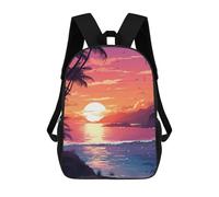 sinyumoney Tropical Sunset Beach Scene-11 Mochila Infantil De 17 Pulgadas, Mochila Escolar Con Estampado 3D De Dibujos Animados Para Niños Y Adolescentes.