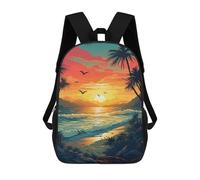sinyumoney Tropical Sunset Beach Scene-4 Mochilas Escolares Para La Escuela Secundaria, Preparatoria, Universidad Y Viajes Para Niños/niñas/adolescentes 17inch