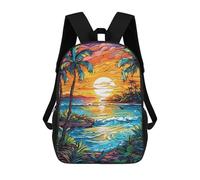 sinyumoney Tropical Sunset Beach Scene-8 Mochilas Escolares, De Viaje Y Universitarias Para Hombres, Mujeres Y Adolescentes 17inch