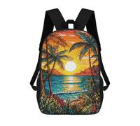 sinyumoney Tropical Sunset Beach Scene-9 Mochila Infantil De 17 Pulgadas, Mochila Escolar Con Estampado 3D De Dibujos Animados Para Niños Y Adolescentes.