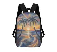 sinyumoney Tropical Sunset in Pointillist Style Mochila Escolar Infantil Impresa En 3D Para Niños, Mochila De Viaje De Alta Capacidad, Bolsas Para Libros, Mochila Escolar Infantil 17inch