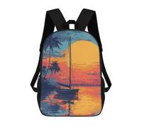 sinyumoney Tropical Sunset Sailboat Mochila Escolar De Moda, Mochila Para Material Escolar, Mochila Impermeable Informal Para Hombres/mujeres 17inch