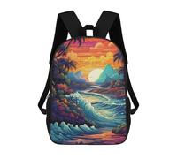 sinyumoney Tropical Sunset Waves Mochilas Infantiles Impresas En 3D De 17 Pulgadas. Mochila Escolar Informal Impresa En 3D Para Niños De Primaria Y Secundaria.