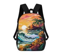 sinyumoney Tropical Sunset Waves Mochilas Informales Para Niños, Mochila Escolar Para Adolescentes, Niñas Y Niños, Mochilas Para Libros 17inch