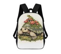 sinyumoney Turtle And Frog with Mushrooms Mochila Escolar Para Niñas Mochila Impermeable Mochila Informal De Día Mochila Ligera Para Niño Y Niña Mochila Escolar 17inch