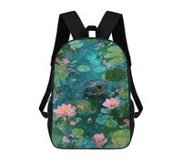 sinyumoney Turtle in A Lily Pond Painting Mochila Escolar Para Institutos Y Colegios Informales Para El Campus, Actividades Al Aire Libre, Viajes Y Deportes 17inch