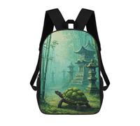 sinyumoney Turtle in Bamboo Forest with Pagodas Mochila Escolar, Mochila De Viaje Para La Universidad, Mochilas Para Hombres, Mujeres Y Adolescentes 17inch