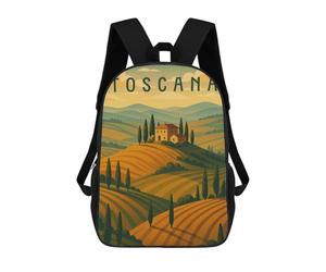 sinyumoney Tuscany Travel Poster Italy - Rolling Hills & Cypress Roads Mochila Escolar Para Secundaria Y Preparatoria. Mochila Informal Para Adolescentes, Chicas, Chicos, Mujeres Y Hombres. 17inch